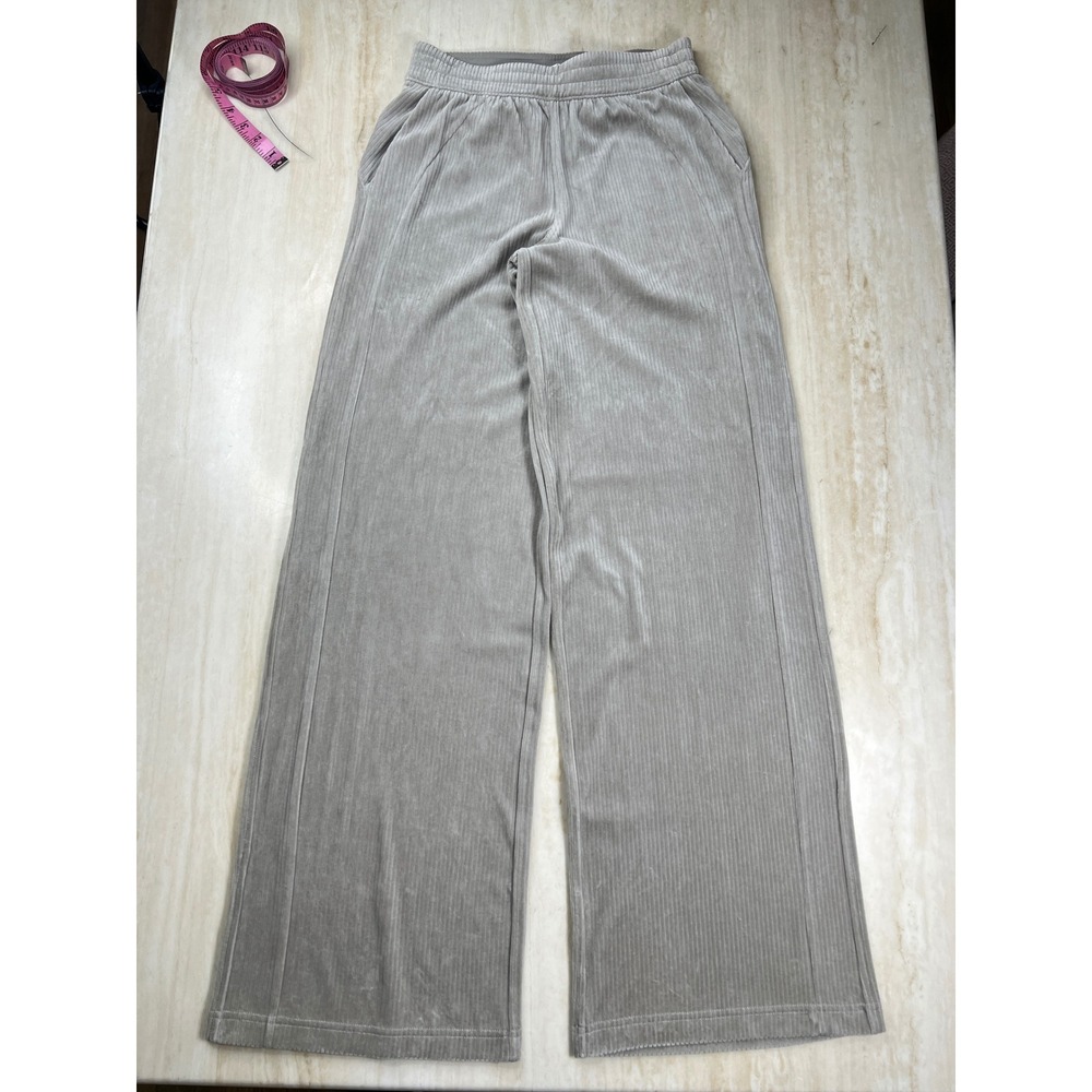 Lululemon Corduroy Wide Leg Pants Grey Beige High Rise Ribbed Trousers Size 4 - Picture 4 of 14